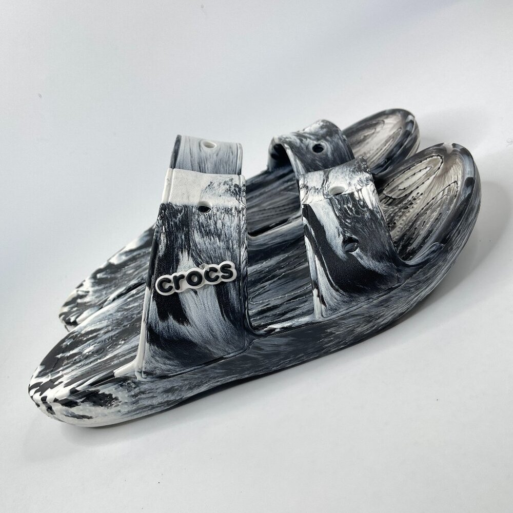 CROCS Men's Black & White Marbled Slides